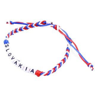 Pletený náramok Slovakia trikolóra (Pletený náramok s nápisom Slovakia)