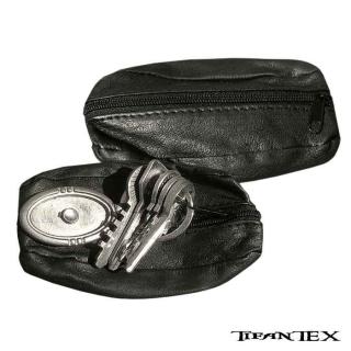Puzdro na kľúče 2x zips čierne (malá kožená kľúčenka a mini peňaženka)