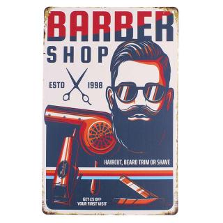 Retro cedula Barber Shop 20x30cm (Kovová dekorácia retro)