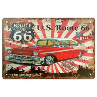 Retro drevená tabuľa U.S. Route 66 Motel Vacancy (malá drevená tabuľa 30x20 cm - spomienka na americkú matku ciest )