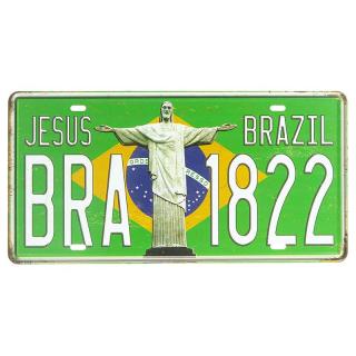 Retro tabuľa ŠPZ Brazil 30x15cm (Dekorácia na retro štýl, materiál plech, rozmery 30x15 cm)