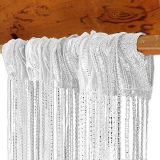 Šnúrková záclona Curtain strieborná (šnúrkový záves na okno, dvere 100x200 cm)