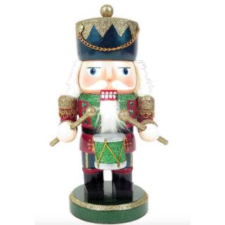 TifanTEX Vianočná dekorácia drevený Luskáčik s bubnom 23cm