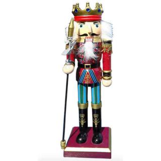 TifanTEX Vianočná dekorácia drevený Luskáčik so žezlom kráľ 30cm