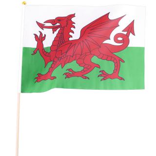 Wales vlajka malá (Vlajka krajiny Wales s rozmermi 45x30 cm, dĺžka žrdi 61 cm)