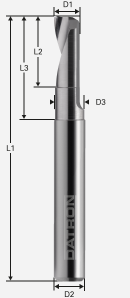 Jednobritá fréza 4v1; D1=3,0 / D2=6,0 / D=2,8 / L1=50 / L2=9,0