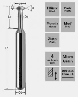 Závitová fréza PG7-PG48; D1=6,0 / D2=6,0 / D3=3,0 / L1=50 / L3=12 / a=80°