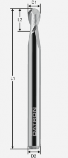 Dvojbritá guľová fréza, povlakovaná; D1=0,5 / D2=3,0 / L1=40 / L2=1,5