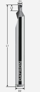 Frézovací záhlbník; D1=2,0 / D2=6,0 / L1=50 / L2=1,0 / a=90°