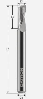 Jednobritá fréza klasická; D1=1,4 / D2=6,0 / L1=40 / L2=2,98 / a=30°