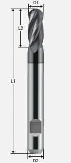 Štvorbritá guľová fréza, povlakovaná; D1=10,0 / D2=10,0 / L1=75 / L2=30,0