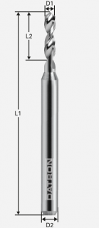 Vrták, stopka 3mm; D1=1,8 / D2=3,0 / L1=40,0 / L2=10,5
