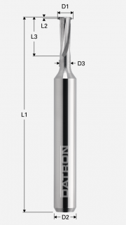 Závitová fréza zosilená M3; D1=2,1 / D2=6,0 / D3=1,310 / L1=50,0 / L2=0,3 / L3=8,0