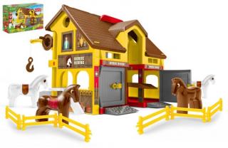 Play House - Ranč s koňmi plast + kôň 4ks v krabici 59x39x15cm