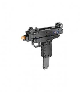 Stavebnica samonabíjacej pištole Micro UZI, 359 dielikov, strieľa plastové tyčinky
