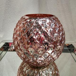 Guľatá sklenená váza v medenej farbe výška 18cm