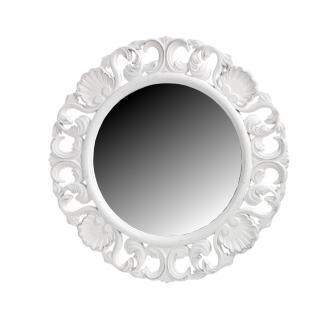 Okrúhle zrkadlo v bielom ráme