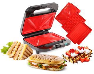 4v1 sendvičovač, vaflovač, gril, panini GRIFLOVAČ (SYSTEMAT. Všestranný pomocník 4v1 na prípravu sendvičov, vaflí, panini a grilovanie.)