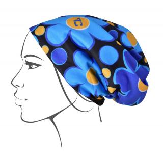 FC hrejivá čiapka s podšívkou (DAISY FLOWERS modrá)