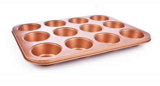 Forma na muffiny a cupcakes BIOPAN® GOLD (Forma z ocele sa zlato medeným prémiovým nepriľnavým povrchom BIOPAN® GOLD, ktorý sa ľahko udržuje a má dlhú životnosť)