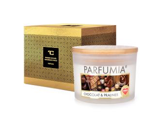Sójová vonná eko-sviečka s 2 knôtmi PARFUMIA® CHOCOLAT  PRALINES (Čokoláda a pralinky)