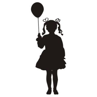 Samolepka na zeď dievčatko s balónikom, nálepka na stěnu (11509)