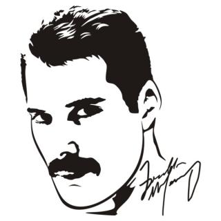 Samolepka na zeď Freddie Mercury a podpis, nálepka na stěnu (13003)