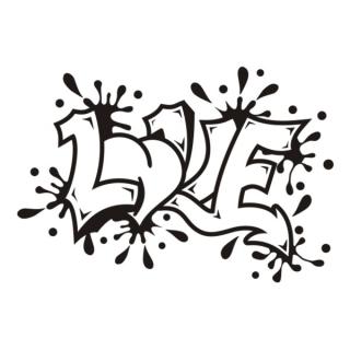 Samolepka na zeď graffiti nápisom - Love, nálepka na stěnu (12400)