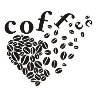 Samolepka na zeď kávové srdce s nápisom coffee, nálepka na stěnu (12407)