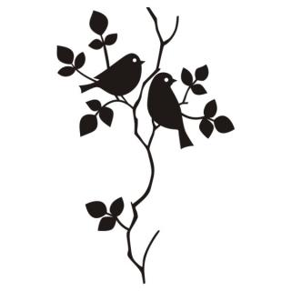 Samolepka na zeď vtáčkovia na konári, nálepka na stěnu (19030)