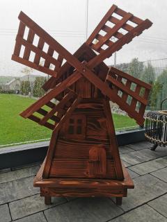 Veterný drevený mlyn do záhrady 100cm  (Veterný drevený mlyn)