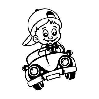 Samolepka na auto Borec za volantom, nálepka dieťa v aute s menom dieťaťa (22462)
