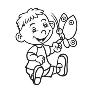 Samolepka na auto Chlapček s motýľom, nálepka dieťa v aute s menom dieťaťa (4538)