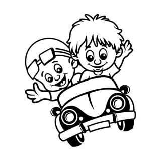 Samolepka na auto Chlapci za volantom, nálepka dieťa v aute s menom dieťaťa (22466)