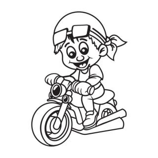 Samolepka na auto Chlapec na motorke, nálepka dieťa v aute s menom dieťaťa (22558)