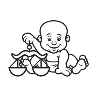 Samolepka na auto Chlapec vo zverokruhu váh, nálepka dieťa v aute s menom dieťaťa (22175)