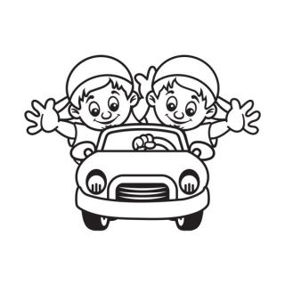 Samolepka na auto Detičky v aute, nálepka dieťa v aute s menom dieťaťa (22416)