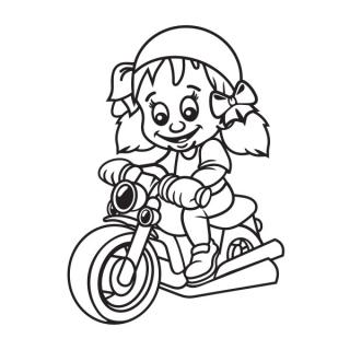 Samolepka na auto Dievča na motocykli, nálepka dieťa v aute s menom dieťaťa (22559)