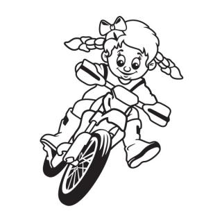 Samolepka na auto Dievča na motorke, nálepka dieťa v aute s menom dieťaťa (22556)