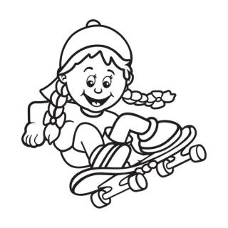Samolepka na auto Dievča na skateboarde, nálepka dieťa v aute s menom dieťaťa (22132)
