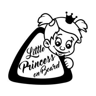 Samolepka na auto Little Princess on Board, nálepka dieťa v aute s menom dieťaťa (22460)