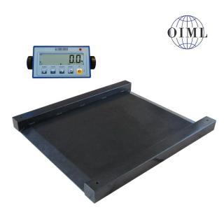 Nájezdová podlahová váha LESAK 4TUVN0808LDFWL, 600kg/200g, 800x800mm, lak (Nájezdová snížená váha s vestavěnými nájezdy včetně indikátoru)