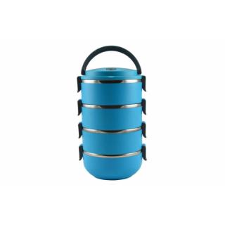 Jedlonosič - obedár 4 dielny modrý (Obedár termo jedlonosič 4 poschodia, priemer 15,5 cm + plastový držiak)