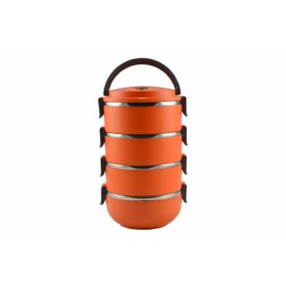 Jedlonosič - obedár 4 dielny oranžový (Obedár termo jedlonosič 4 poschodia, priemer 15,5 cm + plastový držiak)