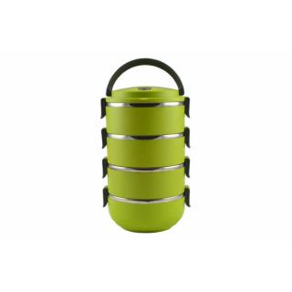 Jedlonosič - obedár 4 dielny zelený (Obedár termo jedlonosič 4 poschodia, priemer 15,5 cm + plastový držiak)