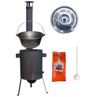 Liatinový kotlík 16 L + žiaruvzdorná kotlina 36 PLUS 600 4 MM (Liatinový kotlík 16 L + žiaruvzdorná kotlina 36 PLUS 600 s roštom na popol 4 mm)