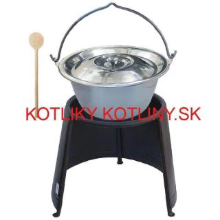 Nerezový kotlík 10 L (0,8 mm) + pokrievka + chránič plameňa (Nerezový kotlík 10 L (0,8 mm) + pokrievka + vareška + chránič plameňa)