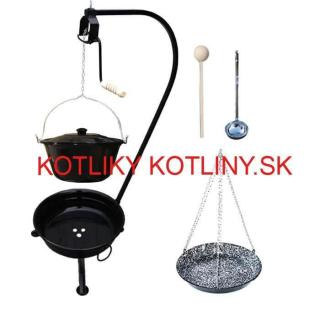 Smaltovaný kotlík 20 L (1,2 mm) + pokrievka + smaltovaná panvica + vareška + naberačka + prenosné ohnisko (Smaltovaný kotlík 20 L (1,2 mm) + pokrievka + smaltovaná panvica + vareška + naberačka + prenosné ohnisko)