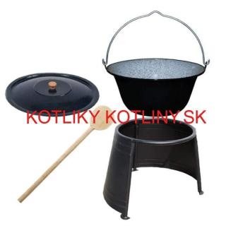 Smaltovaný kotlík 8 L (1,2 mm) + pokrievka + chránič plameňa (Smaltovaný kotlík 8 L (1,2 mm) + pokrievka + vareška + chránič plameňa)
