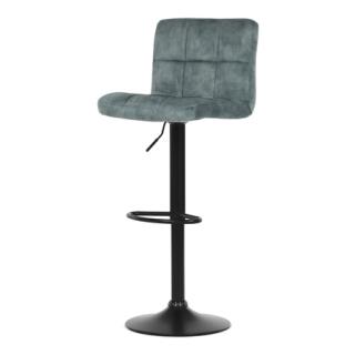 Autronic Barová stolička, modrá zamatová látka, čierna podnož AUB-827 BLUE4